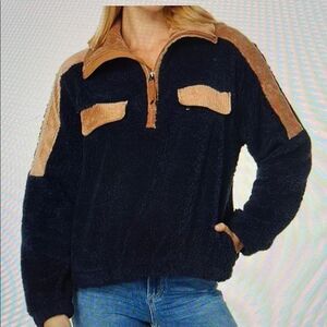 FAHERTY Mix Cord Fleece Pullover In Navy Size Large